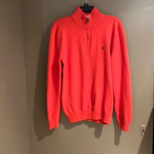Polo by Ralph Lauren Men’s Cotton 1/4 zip Pullover Sweater in Orange 🍊 M…